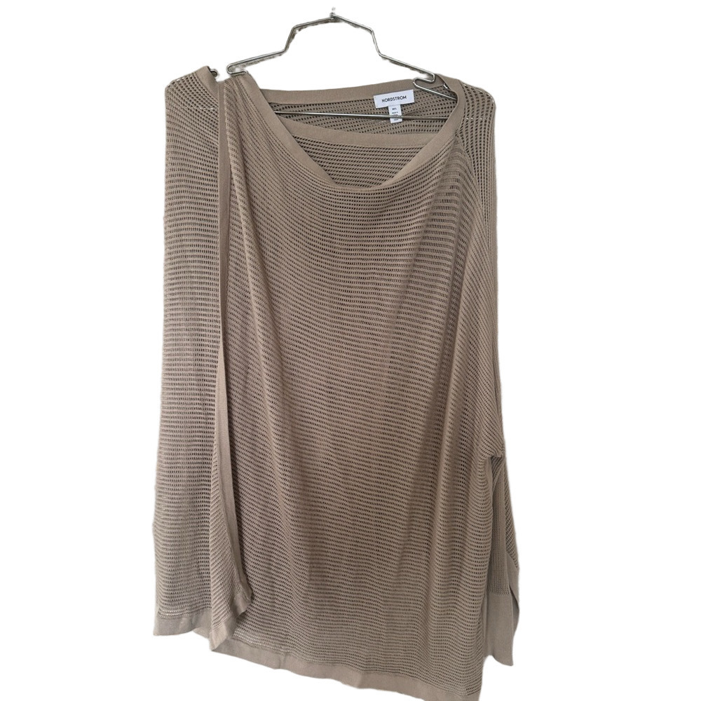 Nordstrom Women's V-Neck Lightweight Wrap, Open Knit Summer Sweater in Taupe